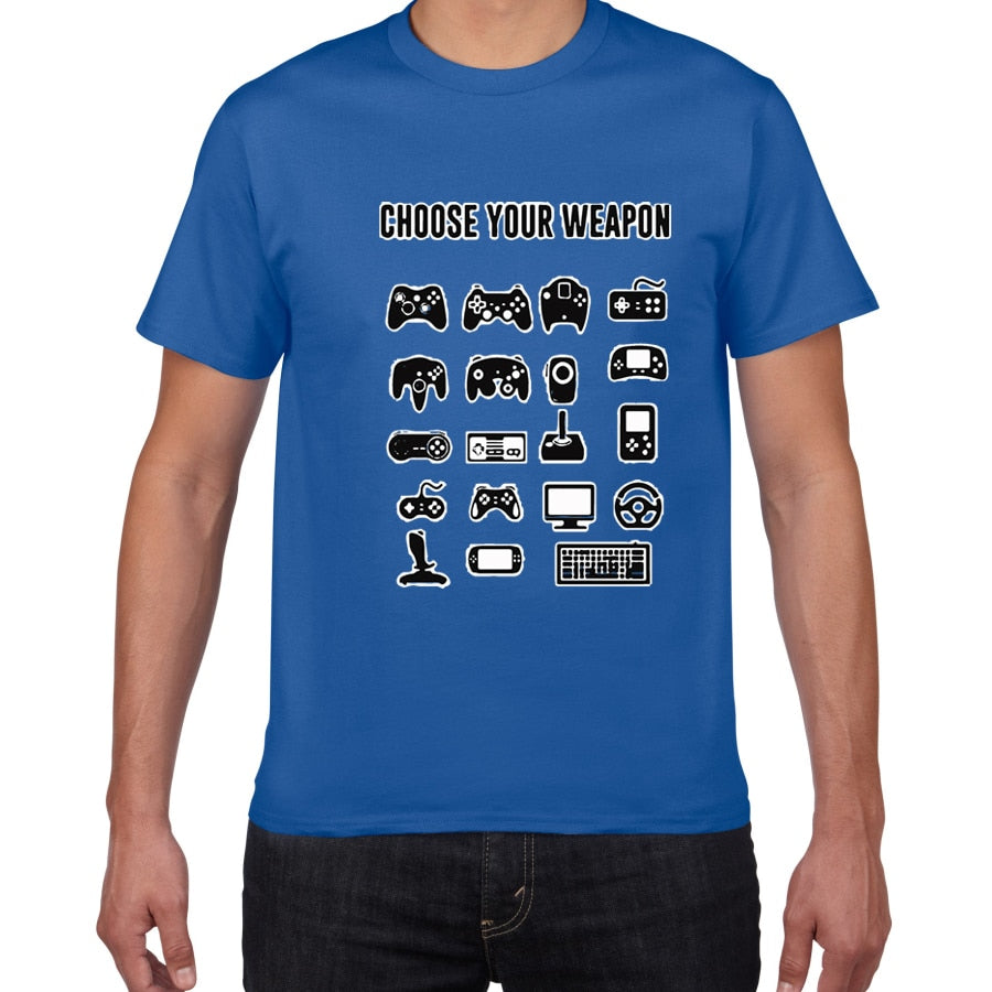 Blue "Choose Your Weapon" Game Controller T-Shirt