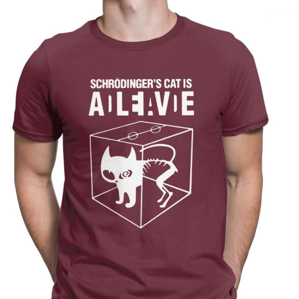 Burgundy Schrödinger's Cat T-Shirt