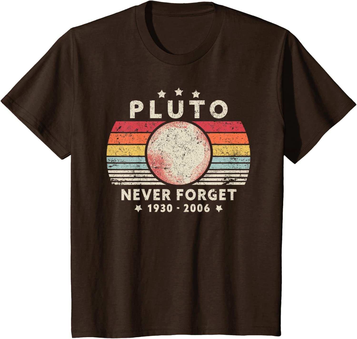 Dark Brown "Pluto.  Never Forget" T-Shirt