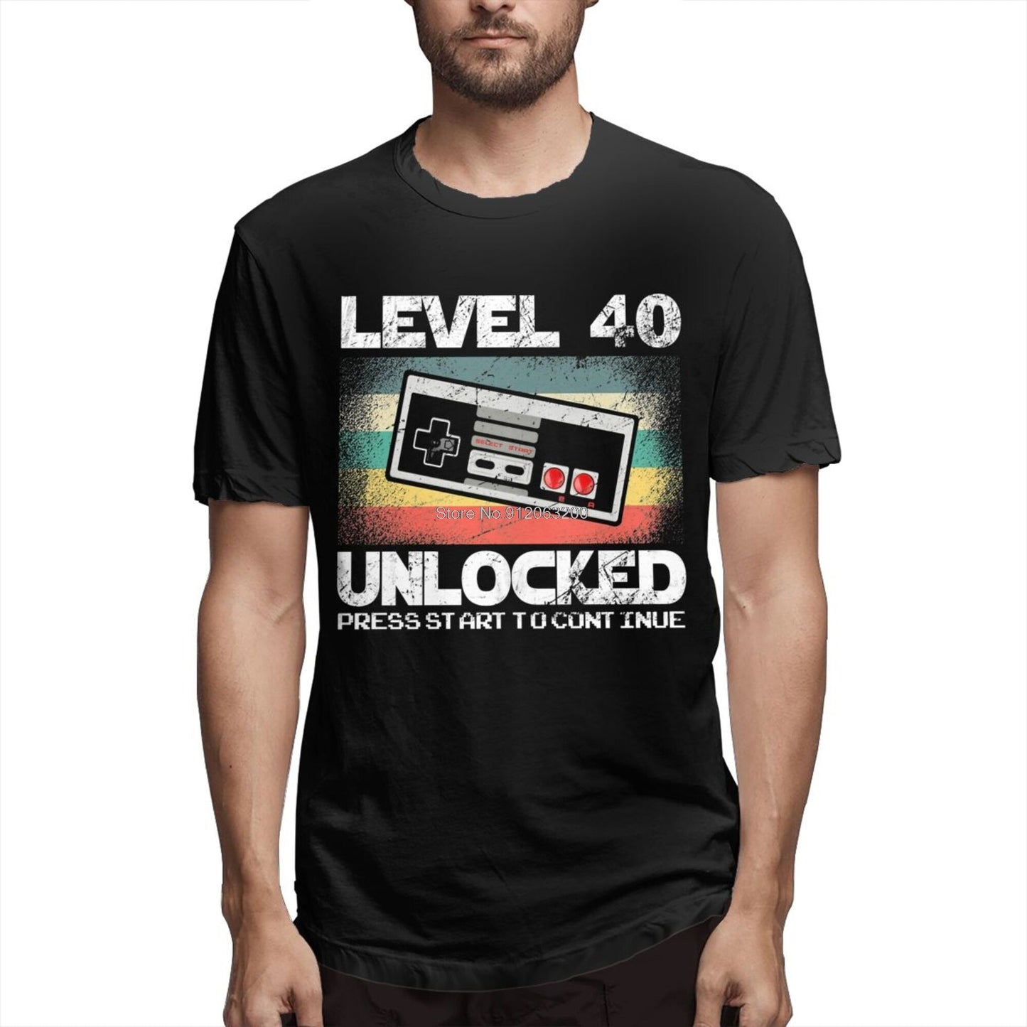 Black "Level 40 Unlocked" Gamer T-Shirt