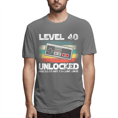 Dark Grey "Level 40 Unlocked" Gamer T-Shirt