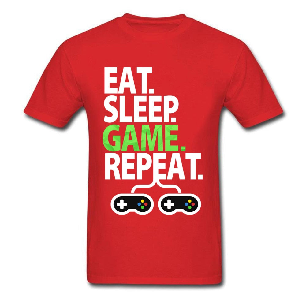 Red Eat, Sleep, Game, Repeat Gamer T-Shirt