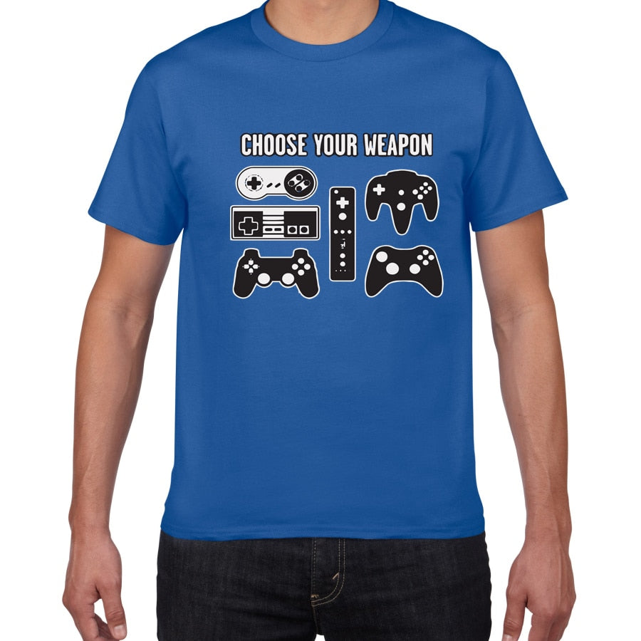 Blue "Choose Your Weapon" Game Controller T-Shirt