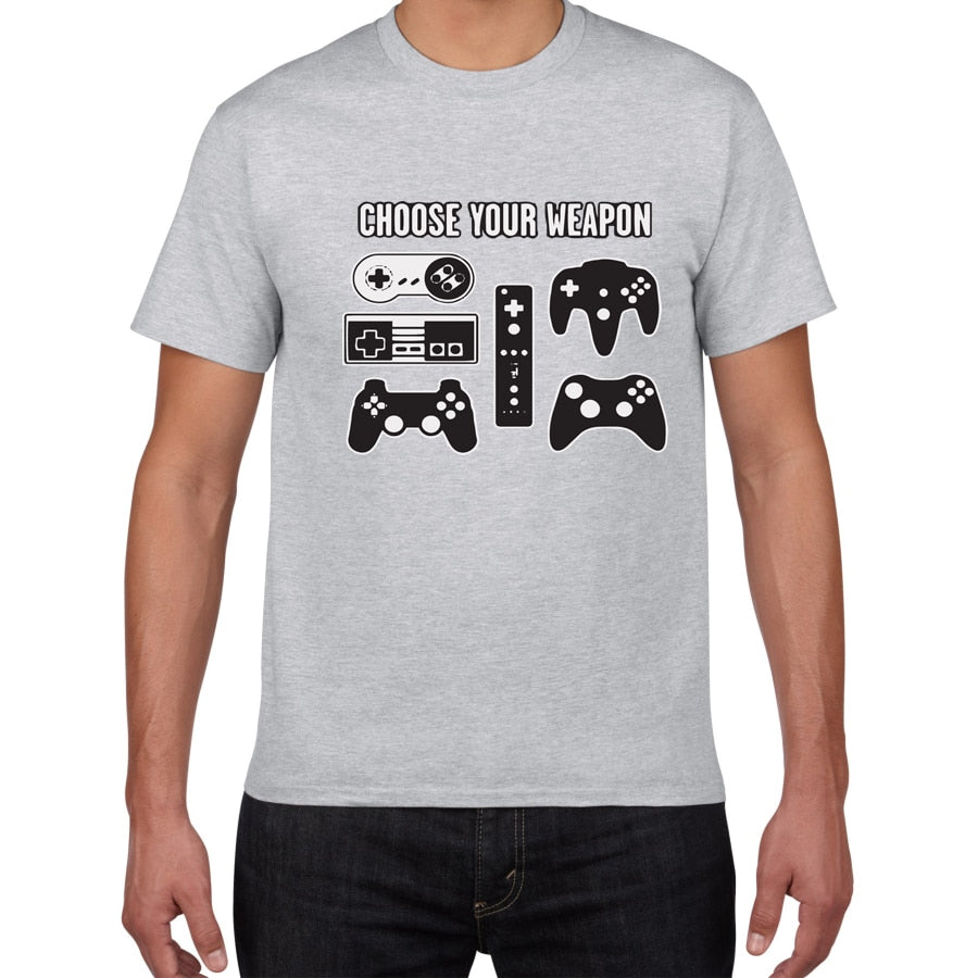 Grey "Choose Your Weapon" Game Controller T-Shirt