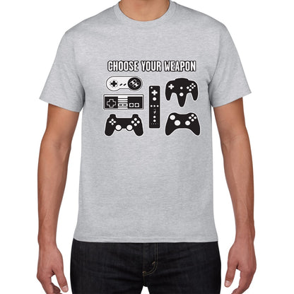 Grey "Choose Your Weapon" Game Controller T-Shirt