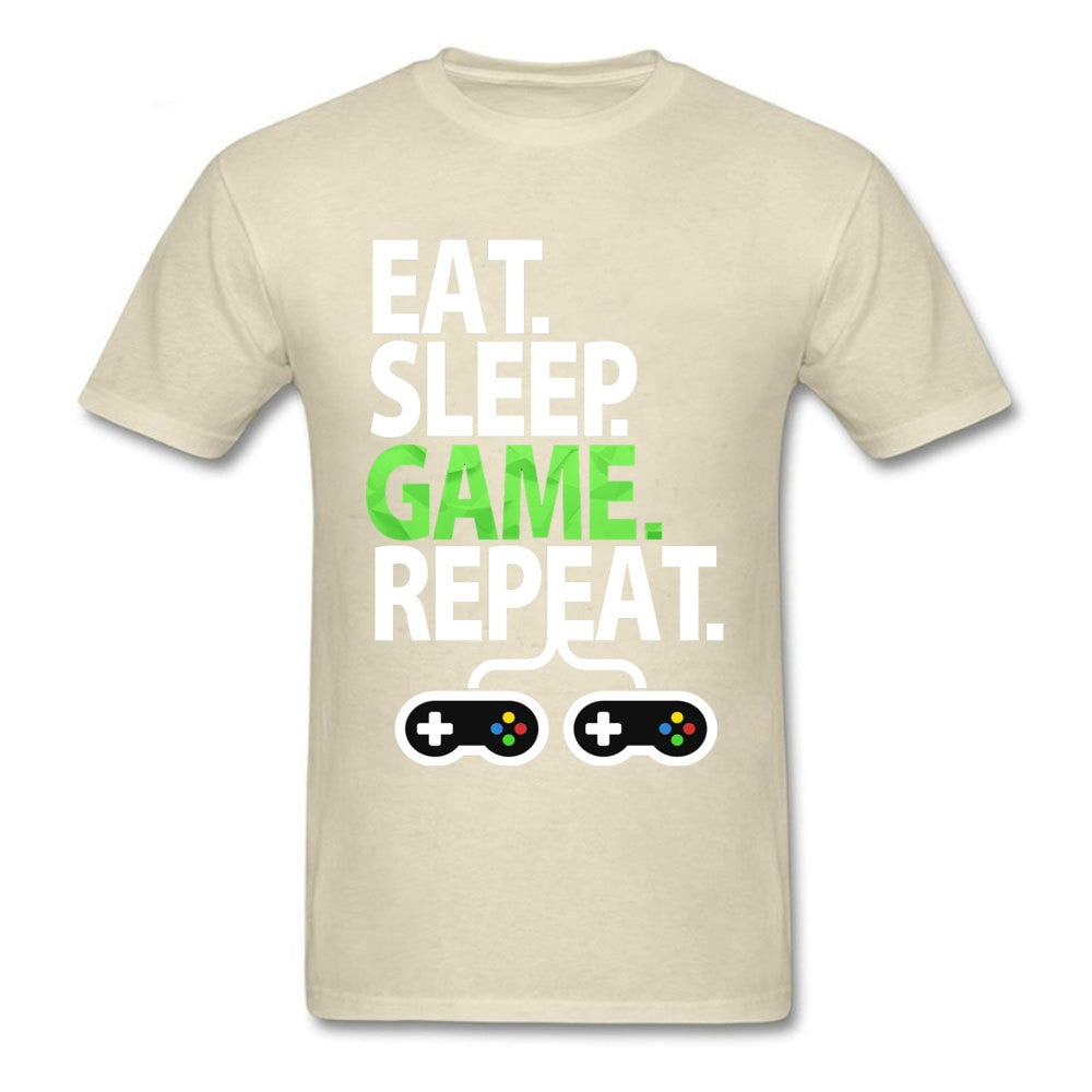 Tan Eat, Sleep, Game, Repeat Gamer T-Shirt