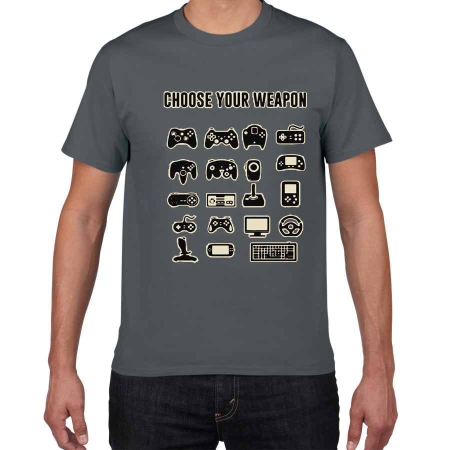 Dark Grey "Choose Your Weapon" Game Controller T-Shirt