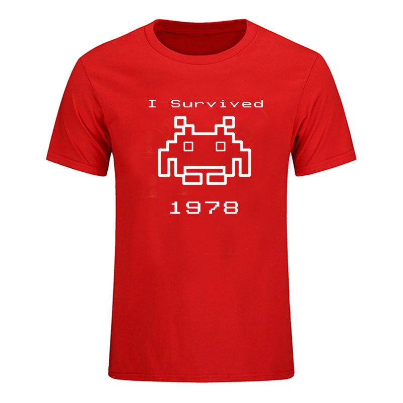 Red Space Invaders T-Shirt With White Text