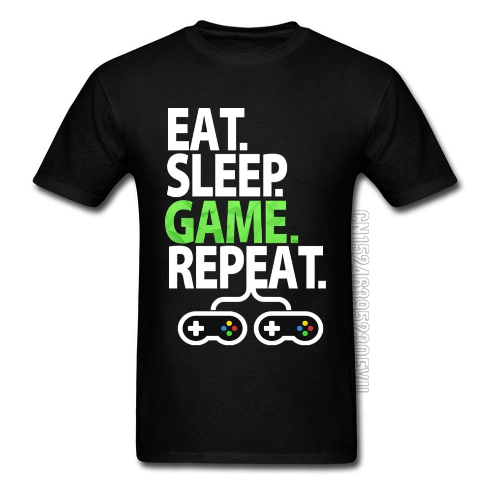 Black Eat, Sleep, Game, Repeat Gamer T-Shirt