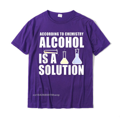 Purple "Alcohol is a Solution" Chemistry T-Shirt