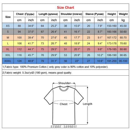 Schrödinger's Cat T-Shirt Size Chart