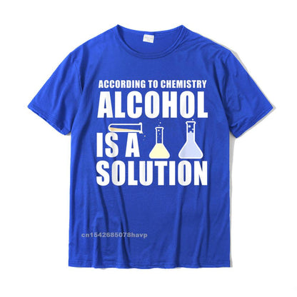 Blue "Alcohol is a Solution" Chemistry T-Shirt