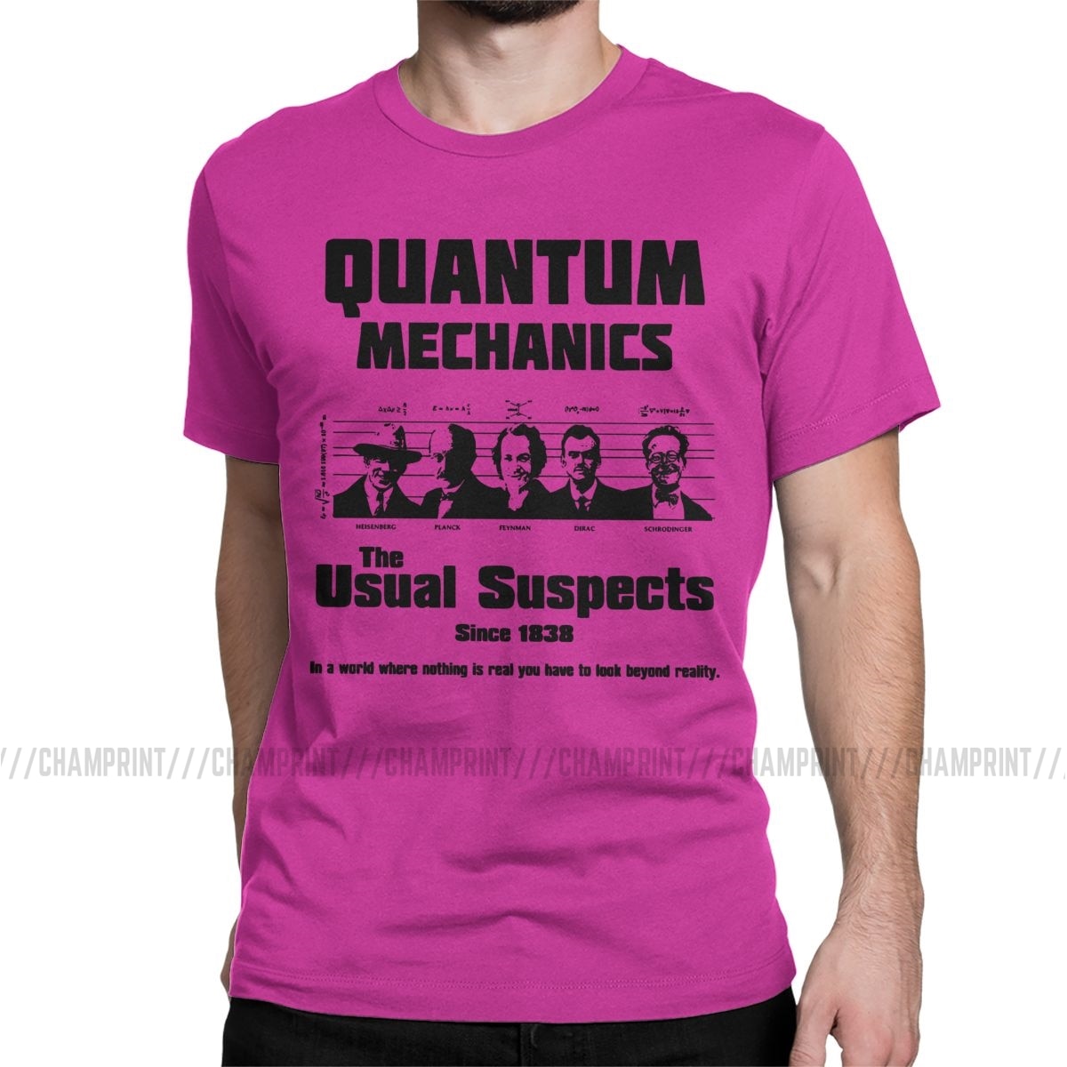 Fuchsia "The Usual Suspects" Quantum Mechanics T-Shirt