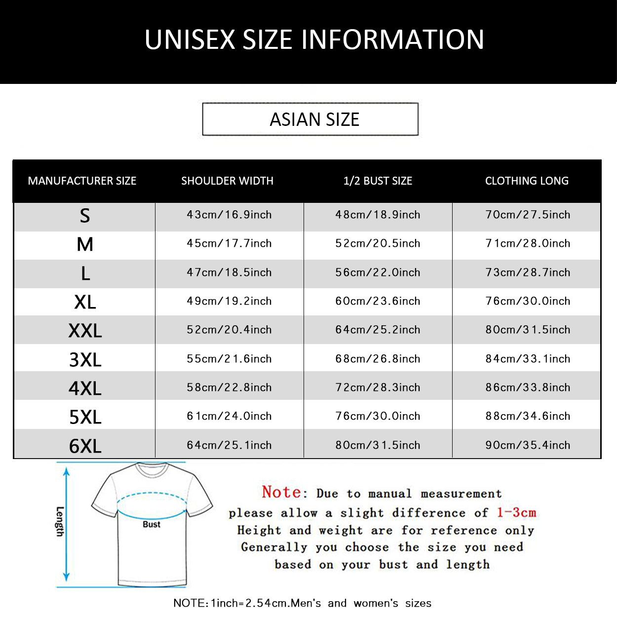 Software Engineer T-Shirt Size Chart
