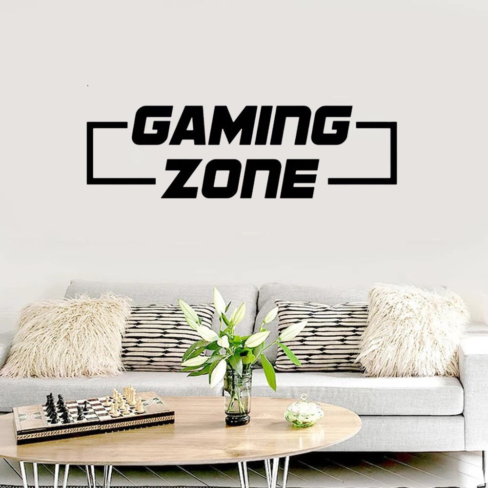 "Gaming Zone" Wall Decal Above a Sofa
